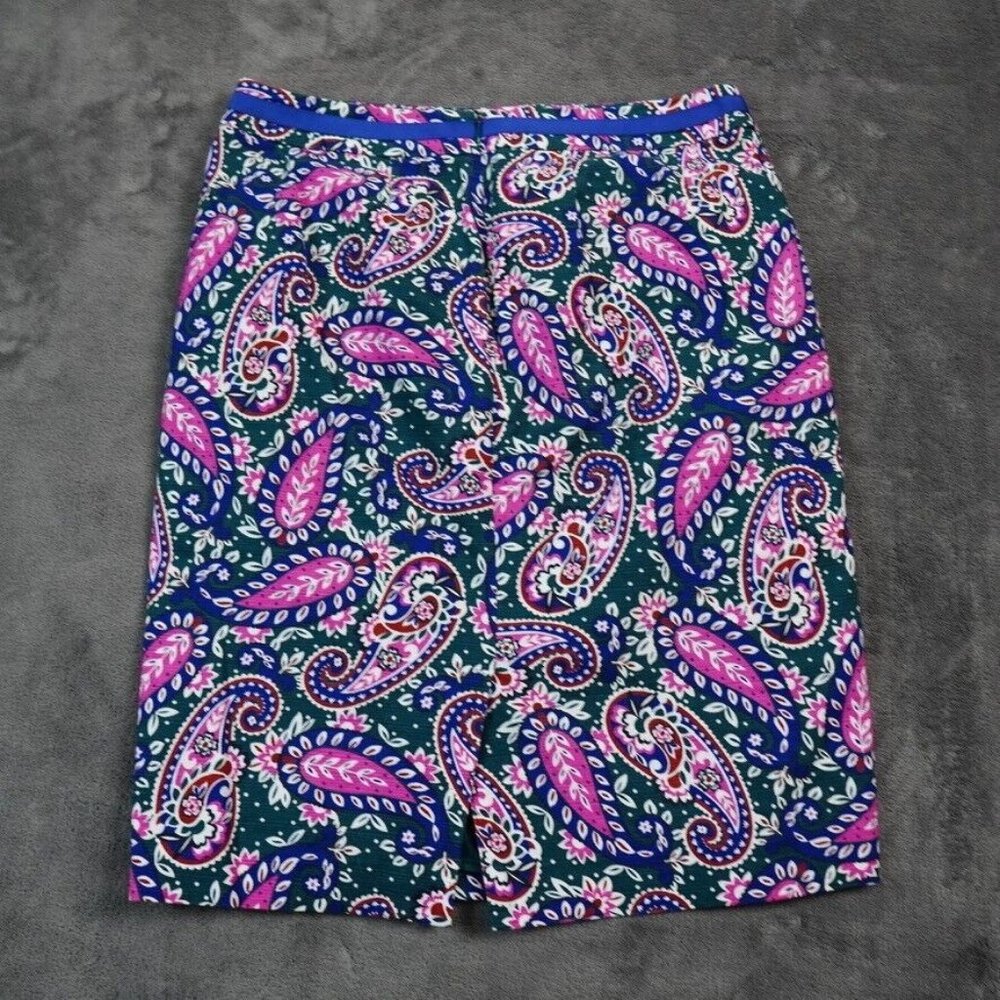 Boden Women's 8 R Paisley Pencil Skirt Pink‎ Blue Green Mini Cute Cocktail party